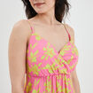 Robe midi asymétrique patineuse à coques rose femme