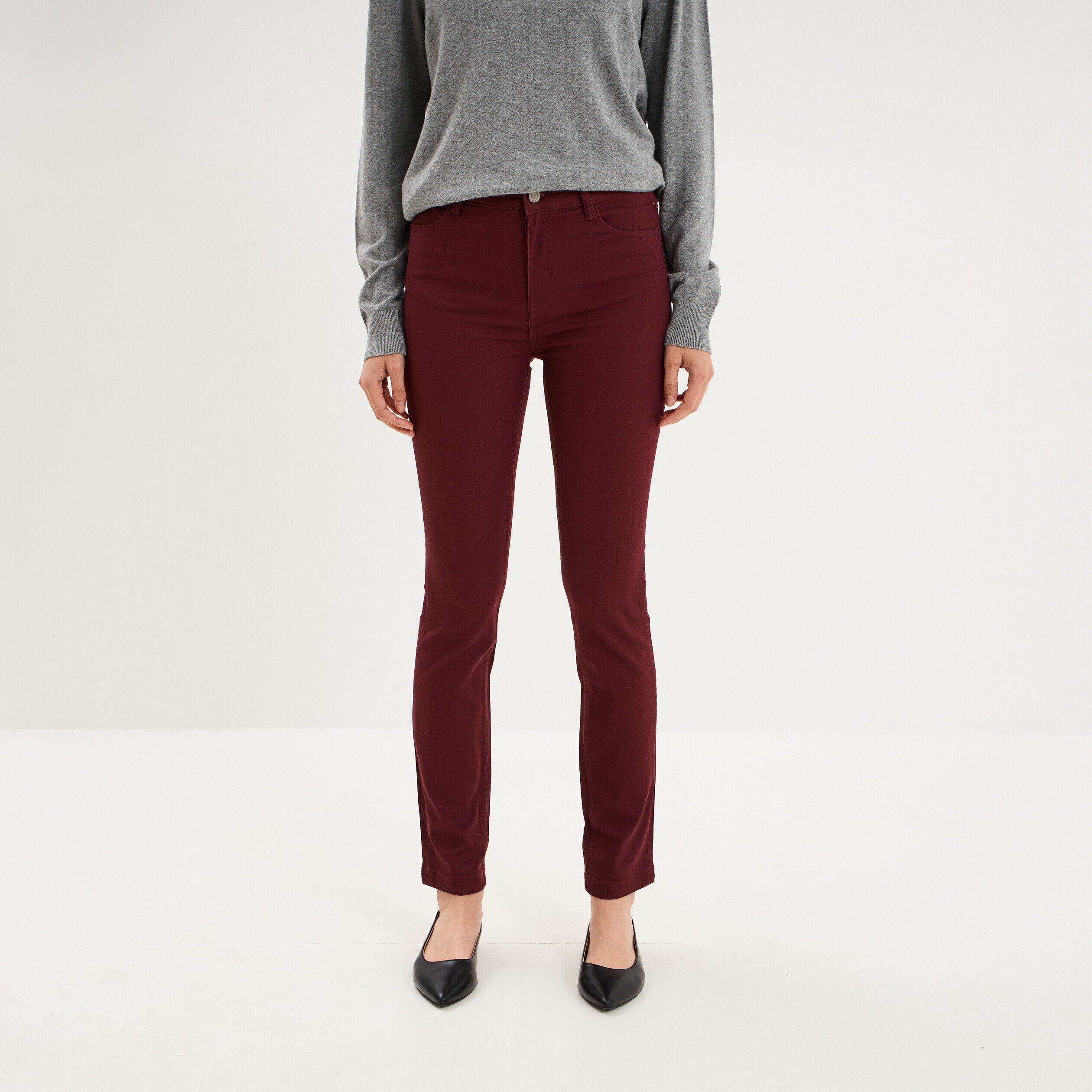 Pantalon slim stretch violet foncé femme LH