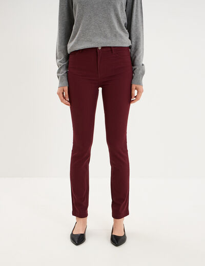 Pantalon slim stretch violet fonc&eacute; femme