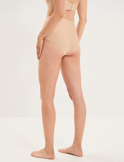 Culotte taille haute microfibre beige femme