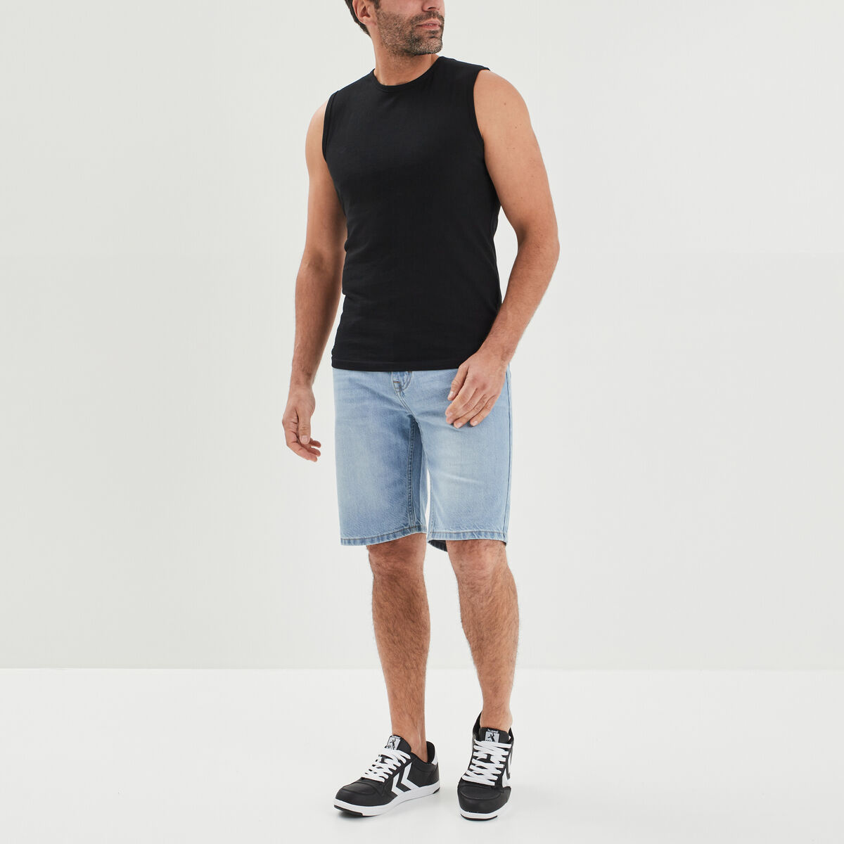 Débardeur droit bretelles larges coton noir homme