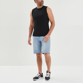 Débardeur droit bretelles larges coton noir homme