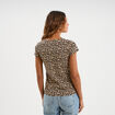 T-shirt coton imprim&eacute; coupe ajust&eacute;e sable femme