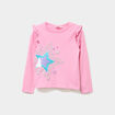 T-shirt volants et sequins coton rose fille
