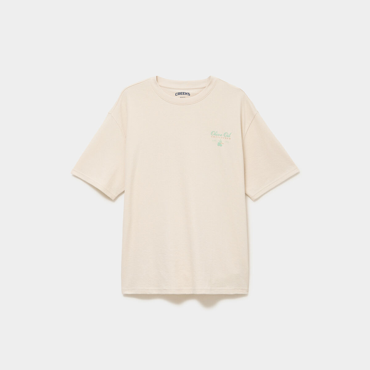 T-shirt coton &eacute;pais textur&eacute; col rond ecru homme