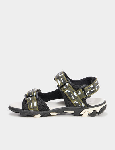 Sandales avec scratchs vert kaki garçon