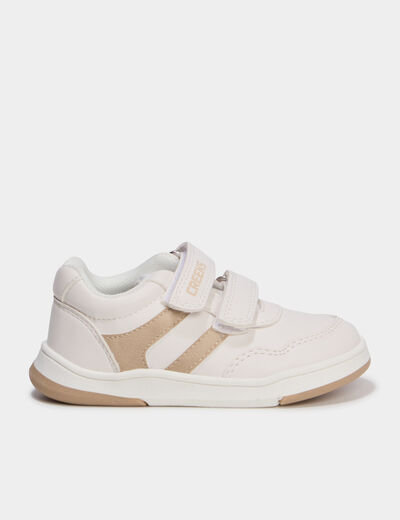 Baskets barefoot &agrave; scratchs creme fille