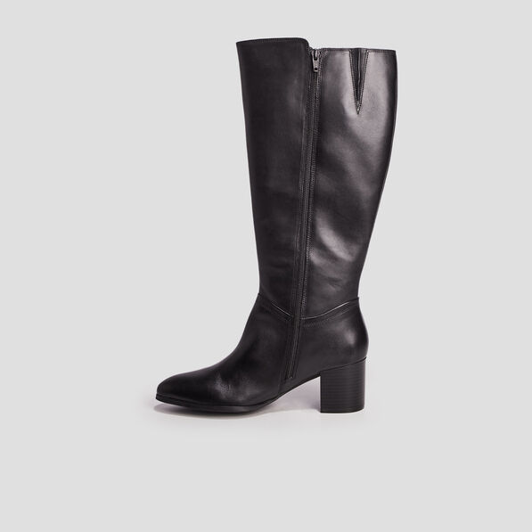 bottes a talons en cuir noir femme Bottes à talons en cuir noir femme