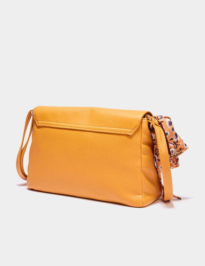 Sac besace détail foulard jaune moutarde femme