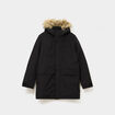 Parka &agrave; capuche fausse fourrure noir homme