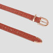 Ceinture aspect croco vernis marron cognac femme