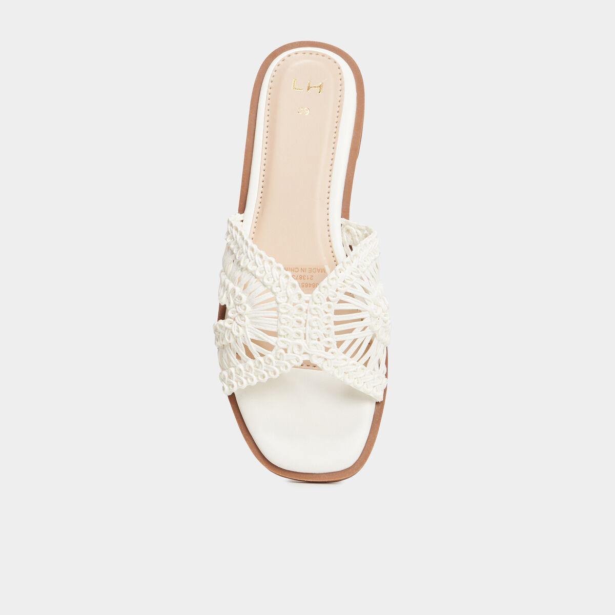 Mules effet macramé blanc femme