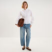 Blouse volants boutonn&eacute;e coton blanc femme