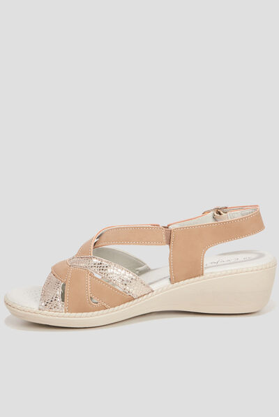 Sandales à talons compensés taupe femme