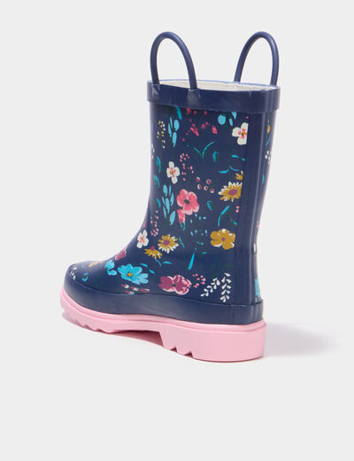 Bottes de pluie caoutchouc &agrave; enfiler bleu fille