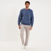 Sweat molleton col rond bleu lavande homme
