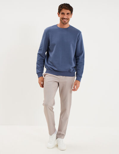 Sweat molleton col rond bleu lavande homme