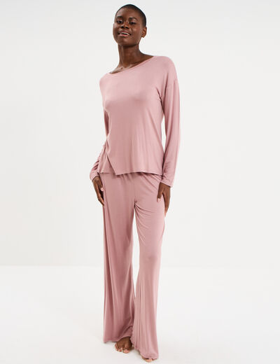 Ensemble pyjama t-shirt et pantalon mauve femme