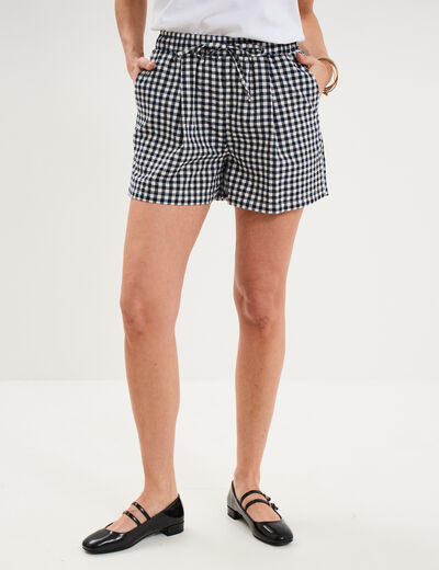 Short large taille &eacute;lastiqu&eacute;e ivoire femme