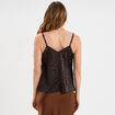 Caraco effet satin marron foncé femme