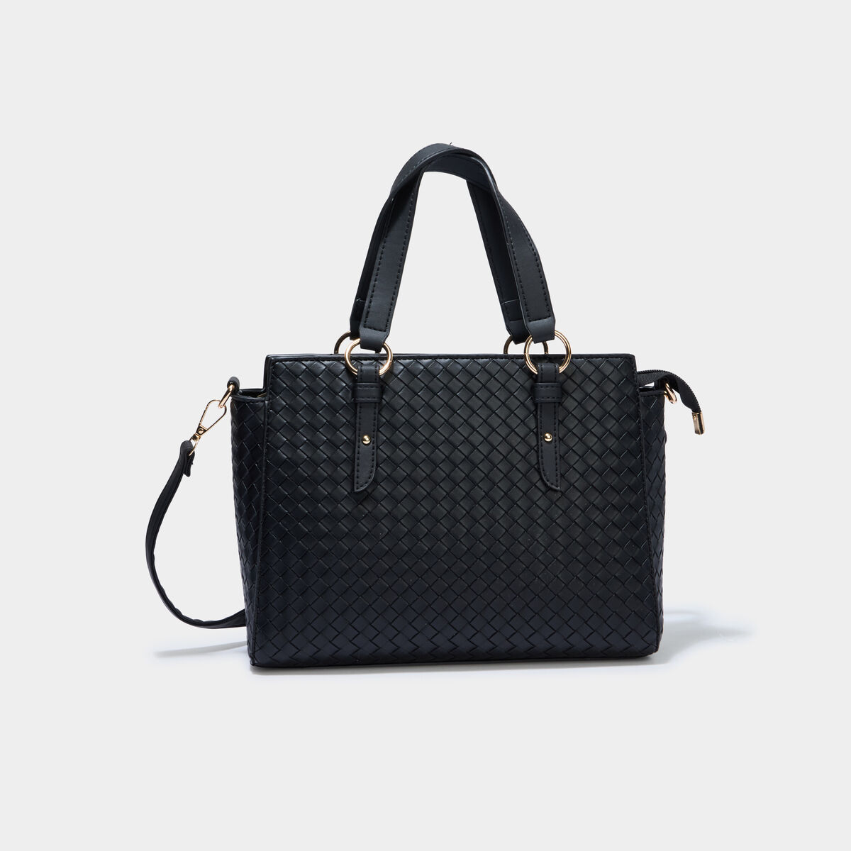 Sac &agrave; main effet tress&eacute; noir femme
