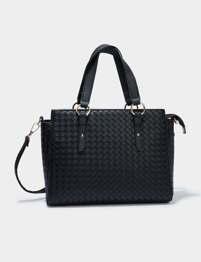 Sac &agrave; main effet tress&eacute; noir femme