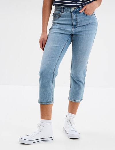Corsaire slim en jean denim double stone femme