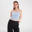 Débardeur cropped côtelé bleu clair femme