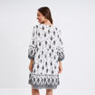 Robe trapèze col tunisien avec noeud ecru femme
