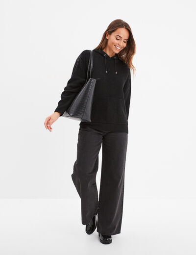 Sweat à capuche hoodie sequins Liberto noir femme