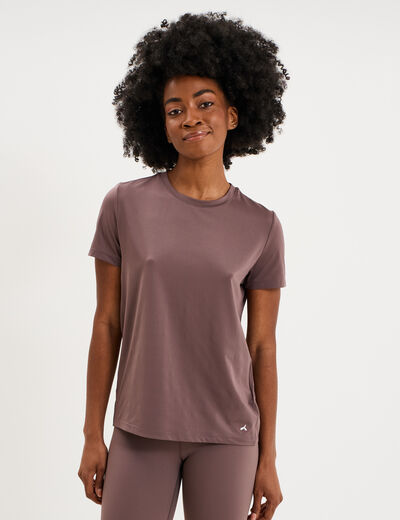 T-shirt de sport droit manches courtes mauve femme