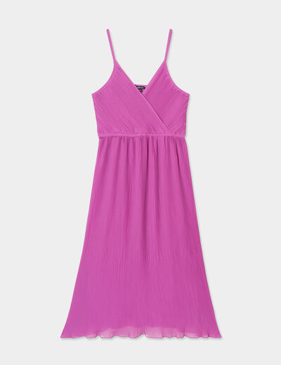 Robe midi plissée cache-coeur Mosquitos violet femme