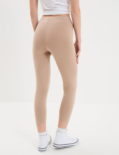 Legging 7/8 &egrave;me taille &eacute;lastiqu&eacute;e sable femme
