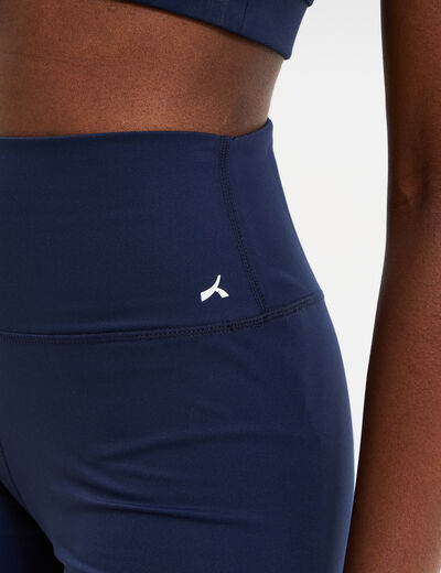Short cycliste de sport taille haute bleu marine femme