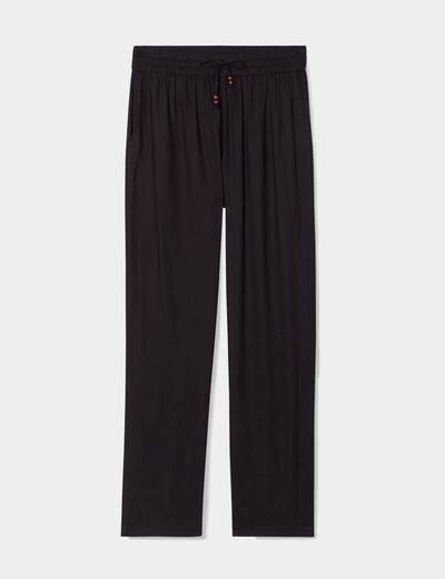 Pantalon fluide ceinture élastiquée noir femme