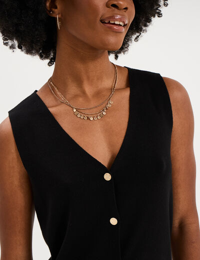 Gilet sans manches col en V noir femme