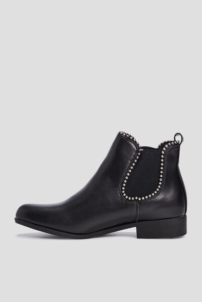 Bottines fourrées chelsea avec clous noir femme