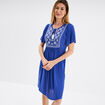 Robe courte buste brodé bleu roi femme