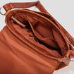 Sac cartable avec bandouli&egrave;re marron cognac femme