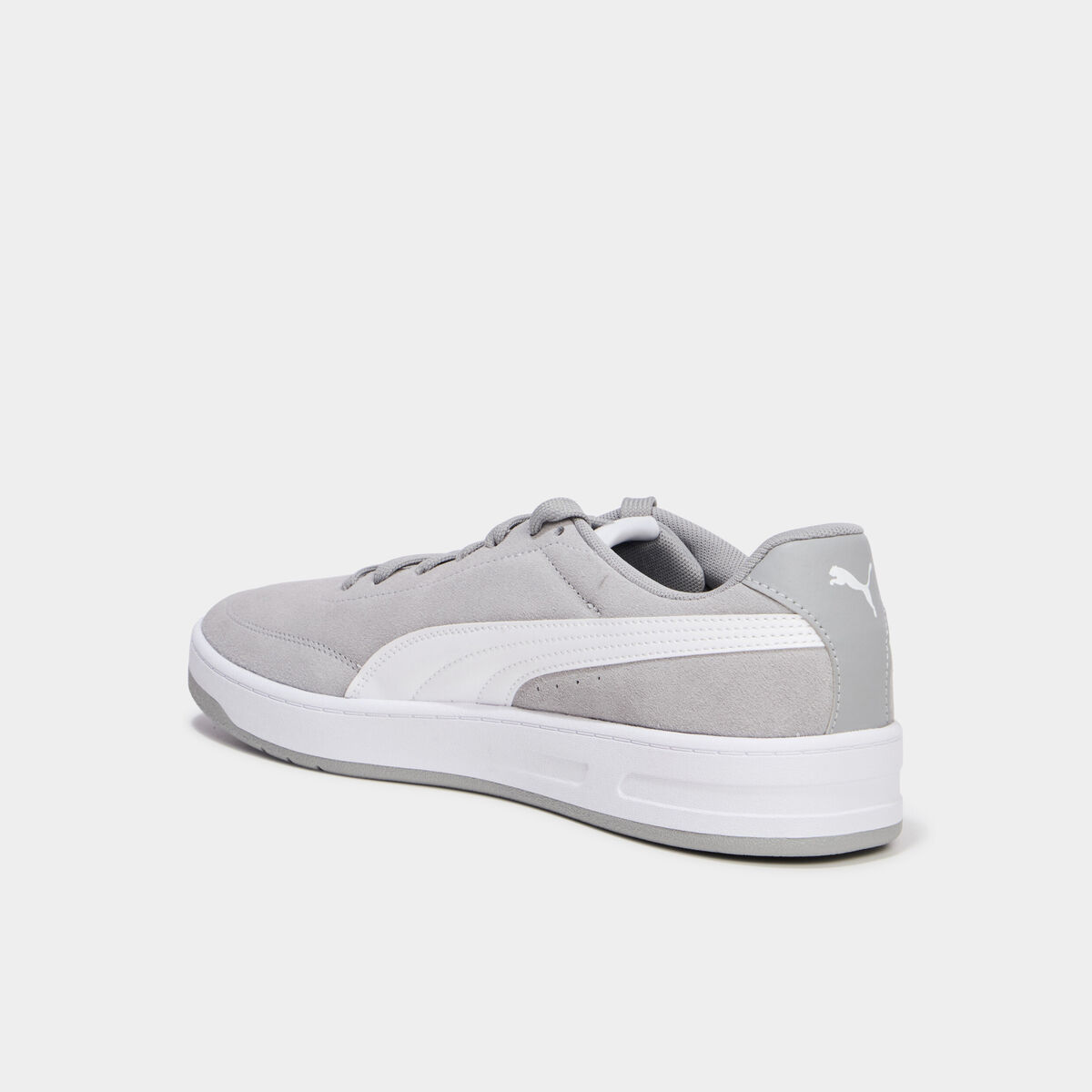 Baskets &agrave; lacets en cuir Puma Clean SD gris homme