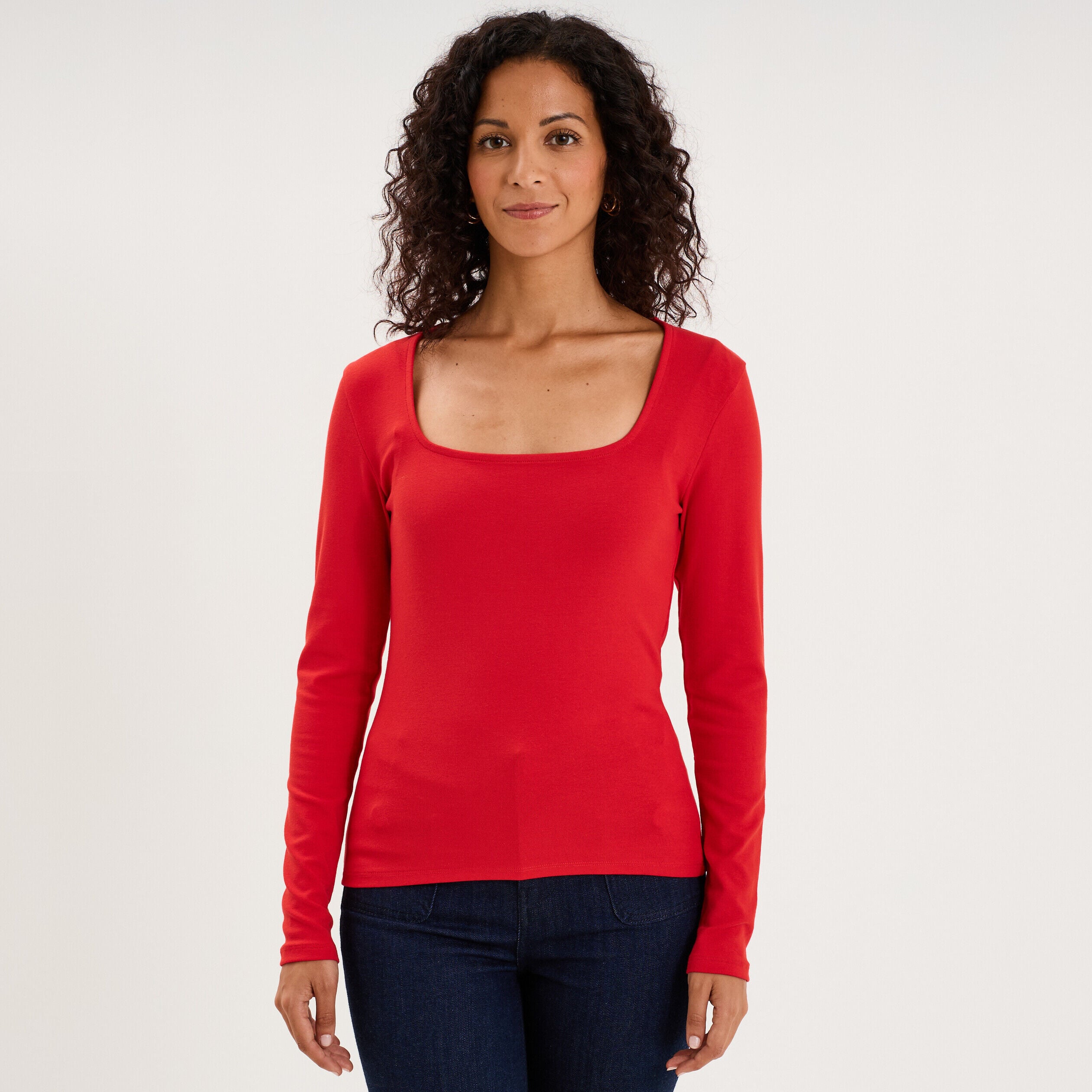 T-shirt ajusté encolure carrée rouge femme MOSQUITOS