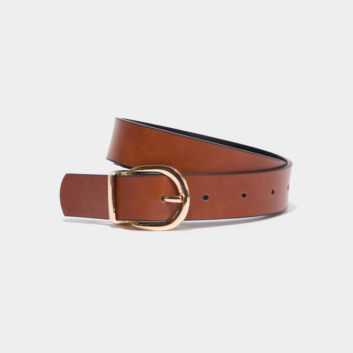 Ceinture r&eacute;versible &agrave; boucle ronde noir femme