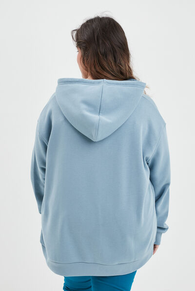 Sweat à capuche hoodie gris femme grande taille
