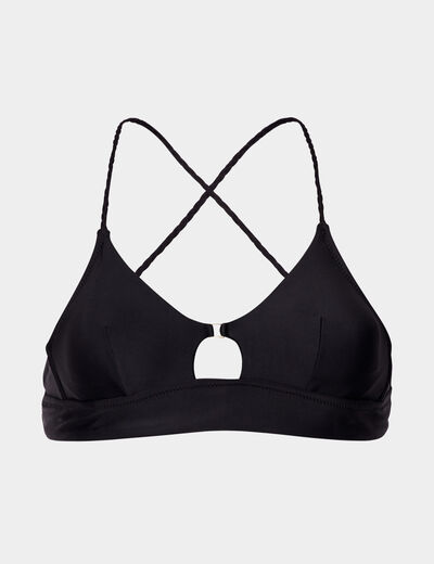 Haut de maillot de bain bretelles fines noir femme