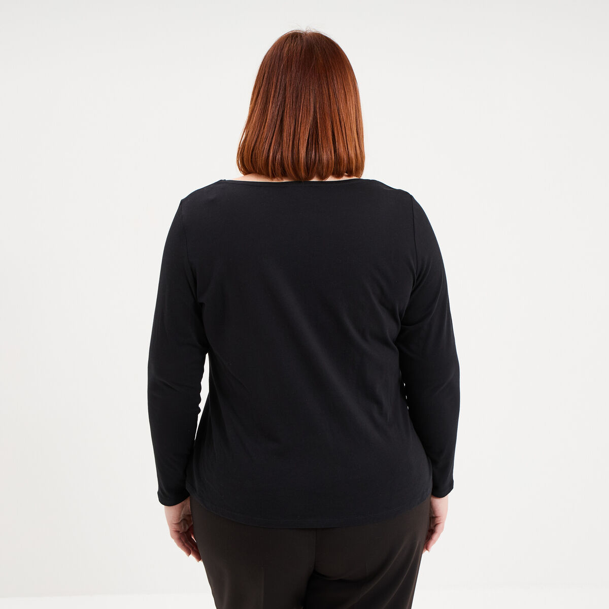 T-shirt manches longues coton noir femme grande taille