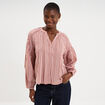 Blouse oversize col tunisien coton terracotta femme