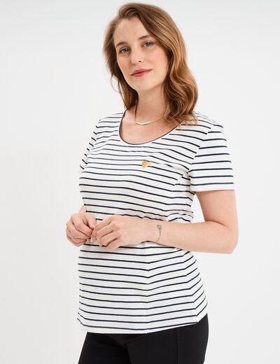 T-shirt allaitement manches courtes ecru femme maternité