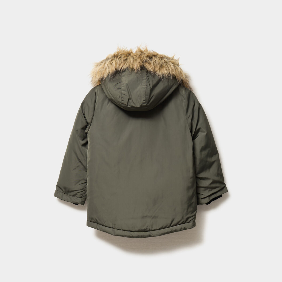 Parka &agrave; capuche fausse fourrure vert kaki gar&ccedil;on