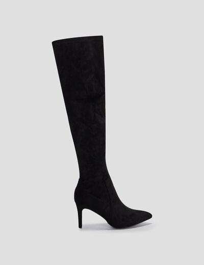 Cuissardes zipp&eacute;es effet su&eacute;dine noir femme