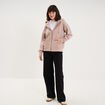 Sweat zipp&eacute; &agrave; capuche marron clair femme